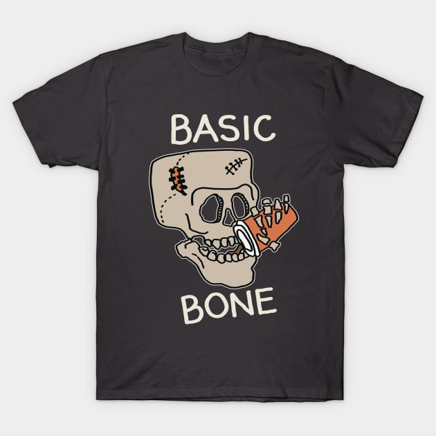 Basic Bone Simple Pleasure, Skull Skeleton Drinking Coffee, Caffeine Addicts T-Shirt by SilverLake